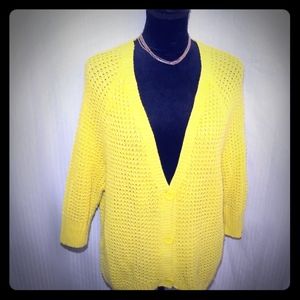 Say What? Yellow/Silver button up sweater - Large